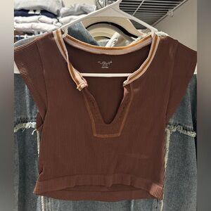 Urban Outfitters Brown Ribbed Crop Top